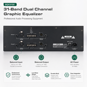 Égaliseur graphique analogique stéréo professionnel double canal 31 bandes AOFO GQX3102 avec 1/3 d'octave pour équipement de studio musical - Product Image 2