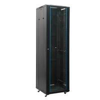 Rak Server Pusat Data Industri Baja Hitam 42U dengan Perlindungan IP20, Pintu Kaca 600mm, Model Berdiri, Tersedia dalam Stok