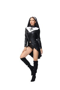 Disfraz Sexy de monja para mujer, disfraz de monja traviesa de piel sintética, disfraces de disfraces para fiesta de Halloween, disfraz de Cosplay DE LA Virgen María - Product Image 2