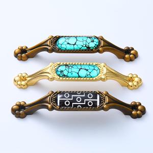 JAYA yatak odası mutfak dolap kolu klasik dekoratif seramik antika pirinç çinko tibetan tibetan tarzı mobilya kapı kolu - Product Image 2