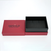 Caja de Joyería Roja Personalizada con Tapa y Base, Embalaje con Inserto y Logotipo Negro, Caja de Regalo para Joyería Premium, Venta al Por Mayor