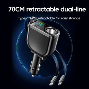 Cargador de Coche Retráctil 6 en 1 con Cable Tipo C, Cable de Carga Rápida de 150 W Máx., Adaptador para Encendedor de Cigarrillos para iPhone, Samsung, Xiaomi - Product Image 5