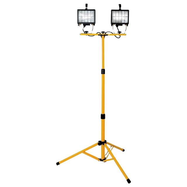 1000W Halogen Worklight with Tripod IP44 Rated Aluminum Construction Portable Cold White Light for Workshop Use