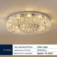 Nouveau Plafonnier LED Moderne de Luxe 2026 avec Base en Fer et Cristaux, Lustre Rond pour Salon, Chambre et Salle à Manger