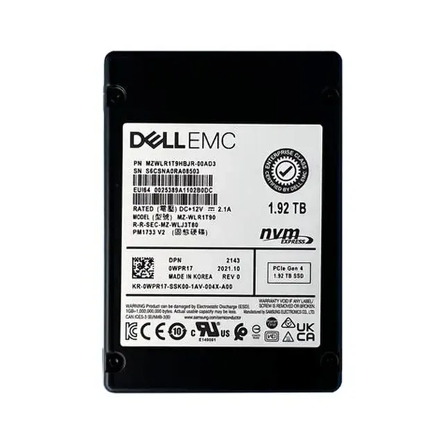 1.92TB U.2 NVMe PCIe SSD 2.5 Inch Enterprise Server Storage for Dell Compatible U.2 NVMe SSD 1.92TB