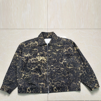 Veste de travail en toile personnalisée, imprimé léopard surdimensionné, fermeture éclair classique, streetwear, hip hop, punk, vintage, streetwear pour hommes, fabrication américaine OEM