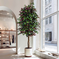 Arbre de figuier artificiel en plastique de haute qualité pour la décoration intérieure, plante artificielle durable, imitation bonsaï de ficus