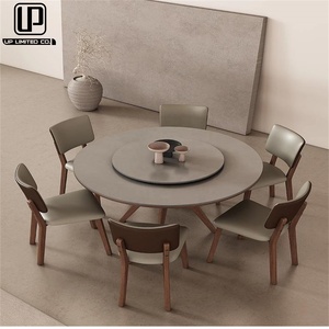 Juego de Mesa y Sillas de Comedor Redondas de Madera y Mármol de Estilo Europeo y Americano de Primera Calidad Personalizado con Plato Giratorio - Product Image 1