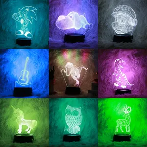 Lampe led colorée dynamique spéciale en acrylique, nouveau cadeau créatif spécial, couleur de rêve personnalisée ABS 3d, base de veilleuse led