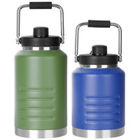 Seau à glace isotherme tactique en acier inoxydable de 1,5 L pour fêtes, bouteille isotherme en métal de 2 litres avec poignée