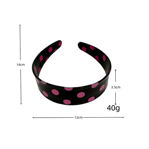 Serre-têtes en acétate à pois avec logo personnalisé Yuxi, serre-têtes larges et élégants pour femmes, durables, pour le maquillage et les accessoires capillaires - Product Image 3