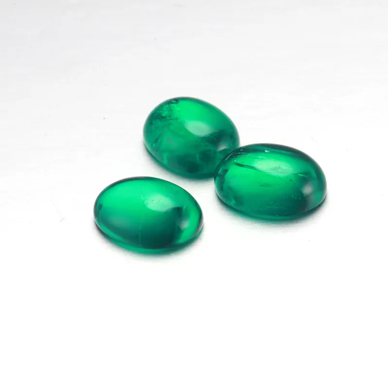 11X9 Mm 4.45ct Ca. Ovale Cabochon Cut Goed Gepolijst Groene Kleur Hydrothermale Emerald