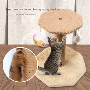 Pequeño poste de sisal y artículos minimalistas para mascotas: rascador de madera moderno para gatos, torre de juegos y casa. - Product Image 2