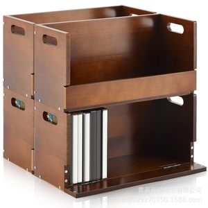 Boîte de rangement en bois pour DVD avec couvercle magnétique, organisateur de médias empilable pour CD, DVD, cassette vidéo, affichage rectangulaire marron - Product Image 3