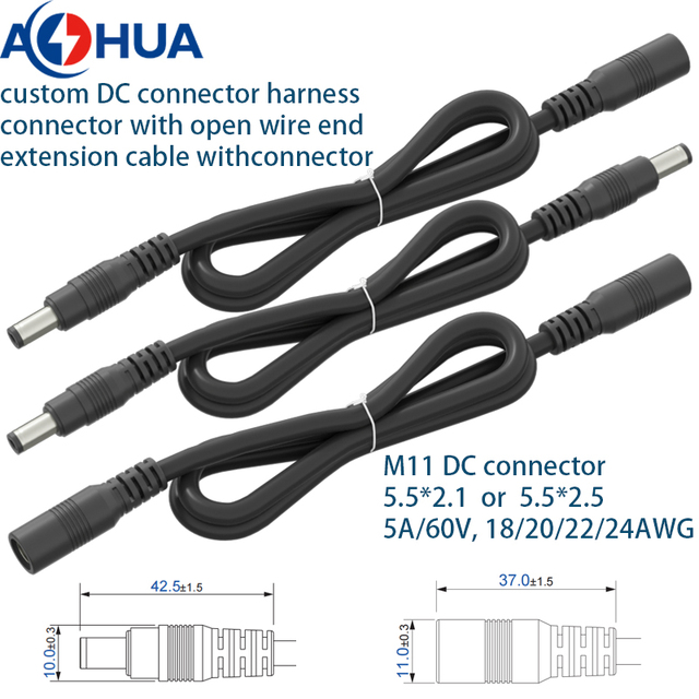 AOHUA Factory Sale Led Light Power Cable Male Female Dc Connectors 12v for Led Panels