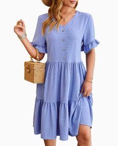 JAC22 FLT2134 Vestido Casual de Primavera/Verano <span class=keywords><strong>para</strong></span> Mujer, Nuevo con Cuello en V y Cintura Jacquard - Product Image 2