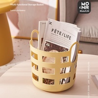 Panier de rangement en plastique style INS avec poignée – Organisation de bureau, cuisine et salle de bain – Design ajouré pour jouets, vêtements et pique-niques