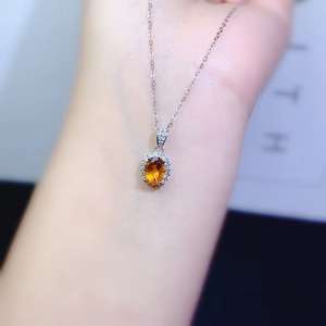 천연 황옥, 황색 크리스탈 목걸이, 고급 레트로 스타일, 심플한 레트로 선물 목걸이 - Product Image 4