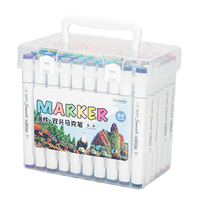 Kit de marqueurs d'art permanents à encre à base d'huile en plastique, 36 couleurs personnalisées, double pointe, avec boîte cadeau, non effaçables