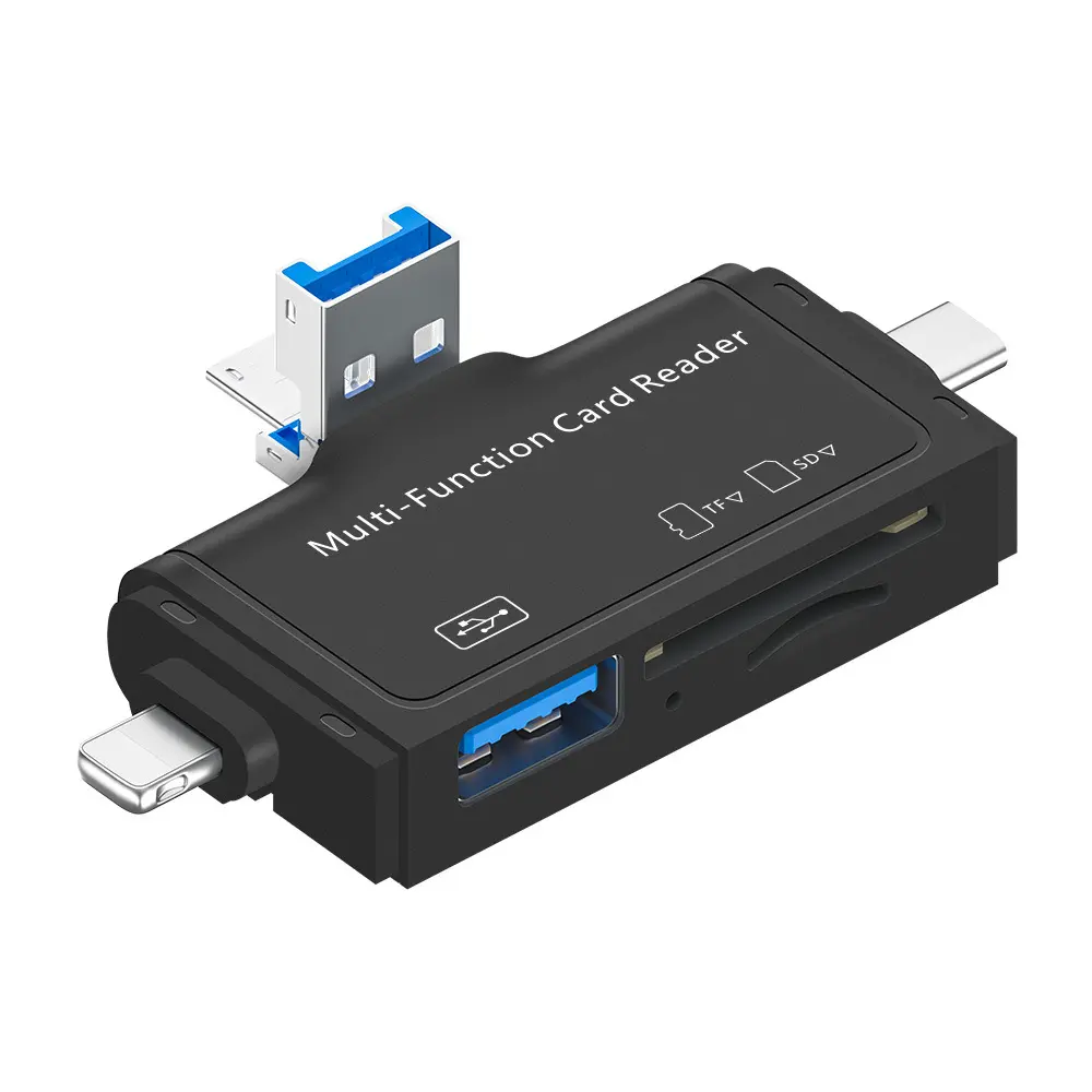 7 In 1 USB 3.0SDカードリーダーUSBC2.0TF/MiroSDスマートメモリタイプC照明OTGフラッシュドライブカードリーダーアダプターデジタル用