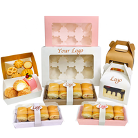 Boîtes à pâtisserie blanches personnalisées avec impression de logo, emballage en papier kraft pour gâteaux et pâtisseries, avec fenêtre transparente