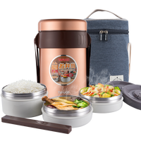 2.0L avec 3 Couches double paroi petites boîtes isotherme acier inoxydable tiffin lunch box vide alimentaire conteneur