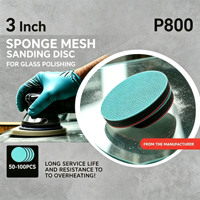 Disque abrasif en maille éponge P800 de 3 pouces pour polissage fin des surfaces en verre OEM, haute dureté, longue durée de vie, base en film