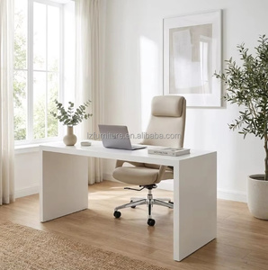 Silla de Oficina Ejecutiva Ergonómica, Respaldo Alto, Cuero de Microfibra Beige, Asiento para Sala de Juntas, Base de Aluminio Pulido, Silla para Computadora - Product Image 2