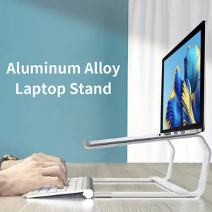 Soporte para computadora portátil, soporte de altura ajustable de aleación de aluminio para computadoras portátiles, organizador de escritorio, color plateado - Product Image 4