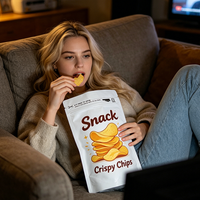 Sachet Doypack alimentaire anti-humidité en BOPP, VMPET, PE avec encoche de déchirement et fermeture zip personnalisée pour snacks frits et chips