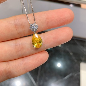 Fashion Eco-friendly Copper Minimalist Style 8*12MM Yellow Zircon Teardrop Pendant <b>Earrings</b> <b>Set</b> Simple Korean Jewellery <b>Set</b> - Product Image 3