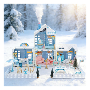 Modèle de maison miniature contemporaine avec lumières et meubles, maison de poupée en plastique, cadeau pour enfants, adultes et collectionneurs - Product Image 5