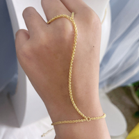 Ensemble de bijoux empilables pour femme, collier lariat, bague et bracelet en laiton plaqué or, chaîne torsadée minimaliste, vente en gros, nouveauté