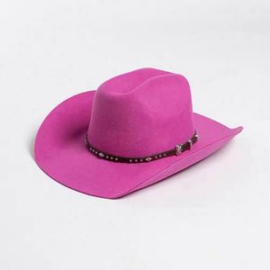 Men Women 100% Wool Cowboy Hats Wholesale Classic Sombrero Western Vintage Felt Pink Cowboy Hat - Product Image 2