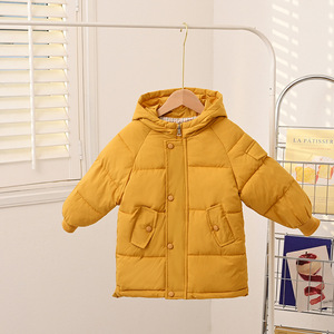 Ventes chaudes d'hiver, vestes à capuche pour adolescents, couleur unie, fermeture éclair, longs manteaux en duvet pour enfants, garçons et filles - Product Image 3