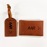 Set Hadiah Dompet Paspor & Label Bagasi Kulit Asli Full Grain Kustom, Hadiah Perjalanan Korporat Premium, Obral Grosir