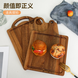 Tabla de cortar de madera de acacia con mango de madera maciza, rectangular, para uso en la cocina. - Product Image 2