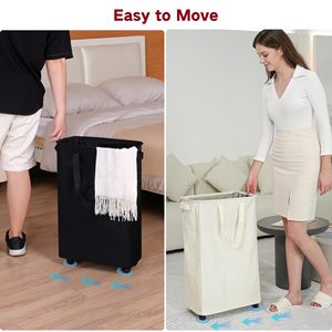 Có thể gập lại giặt lưu trữ giỏ cản trở hẹp giặt cản trở với bánh xe, mỏng giặt giỏ với xử lý - Product Image 3