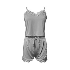 Conjunto de Pijama Ligero de Algodón para Mujer con Pantalones Cortos de Cintura Elástica y Camiseta sin Mangas para Comodidad Nocturna de Verano y Descanso Relajado - Product Image 1