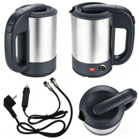 Bouilloire de voyage électrique en acier inoxydable 0,5 L, double tension CE GS CB ETL, pour voiture, cafetière de voyage, vente en gros