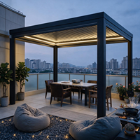 Pergola de luxe en aluminium imperméable à l'eau avec système de gouttière intégré, gazebo de jardin extérieur pour bord de piscine