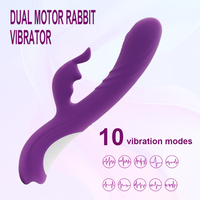 Vibrateur Lapin Double Tête à 10 Modes de Vibration pour Femme, Stimulateur Point G, Jouet Sexuel pour Adultes, Vente Chaude en Ligne