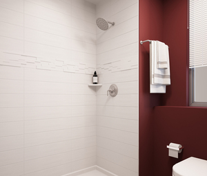 Nhà máy trực tiếp 6 "x 24" xếp chồng lên nhau tầm nhìn với không thể thiếu Mỹ thiết kế nuôi cấy Đá Cẩm Thạch tắm tấm Tường bồn tắm bao quanh - Product Image 3