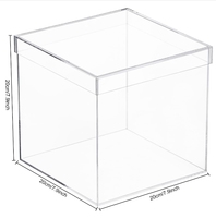 Clair 8X8X8 Pouces Boîtes Acrylique Carré Cube Conteneurs Couvercles Stockage En Plastique Affichage Bonbons Biscuits Pièces Thé Cosmétiques