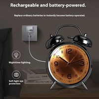 Wow Ding Neues Modell Leistungsstarker Quarz-Luminova Wecker Stilles Erwachen Modernes Design Wiederaufladbare Nadelanzeige Nachtlicht