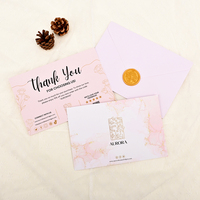 Cartes de remerciement personnalisées de haute qualité, cartes de vœux imprimées de luxe en gros avec logo et enveloppe pour les petites entreprises