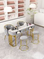 Ensemble de tables à ongles en fer de style moderne et commercial de haute qualité avec mobilier de salon de manucure en velours Mengyao