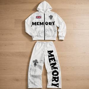 Ensemble de survêtement pour homme personnalisé en coton French Terry Y2K Streetwear avec imprimé graphique drapeau britannique et fermeture éclair intégrale - Product Image 2