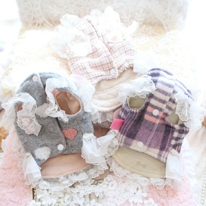 Robe de princesse pour chien, jupe à carreaux en polyester, hiver automne, gris rose violet, vêtements pour animaux de compagnie - Product Image 2