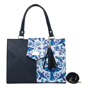 Bolso Tote de Yute Azul Marino para Mujer Fana Deva Artículo en Oferta - Product Image 1